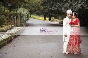 An Asian couple from UK on their wedding day photo shoot.
