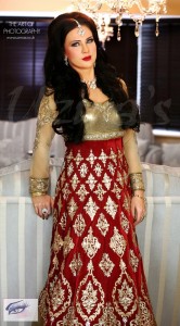 A bride wearing a fusion of traditional and contemporary Asian Wedding dress.